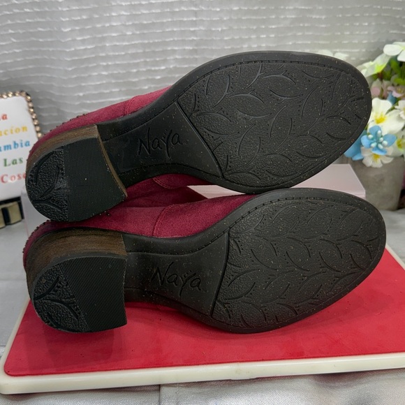 (T0) Naya Womens Valerie RedSuede leather Round Toe Block HeelsAnkle Booties 8M - Picture 5 of 13